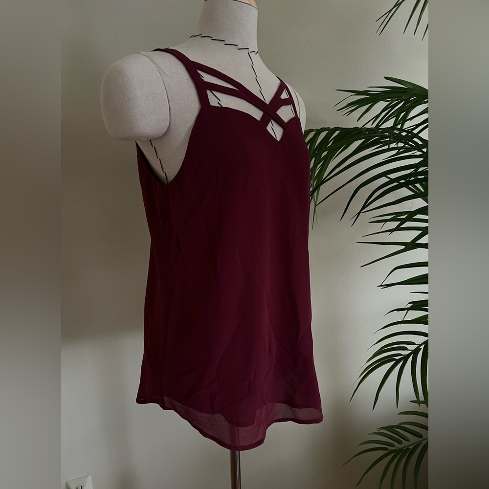 Naked Zebra Heartbeeps Strappy Cami Top | Burgundy Wine Color | Size S - Picture 4 of 12